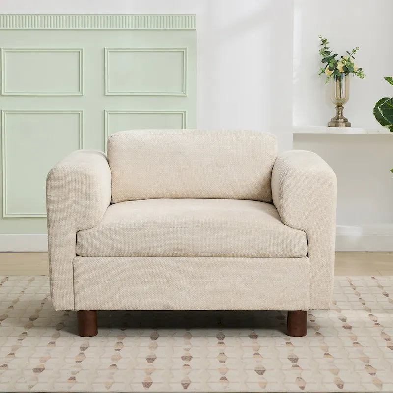 Moderner übergroßer Sessel, gemütlicher Akzentsessel, Einzels Sofa fürs Wohnzimmer, Schlafzimmer, Büro oder Apartment, aus gewebtem Samtstoff