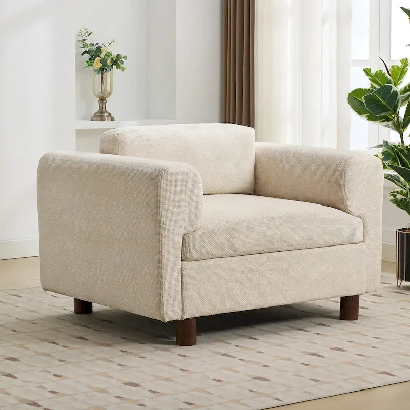 Moderner übergroßer Sessel, gemütlicher Akzentsessel, Einzels Sofa fürs Wohnzimmer, Schlafzimmer, Büro oder Apartment, aus gewebtem Samtstoff