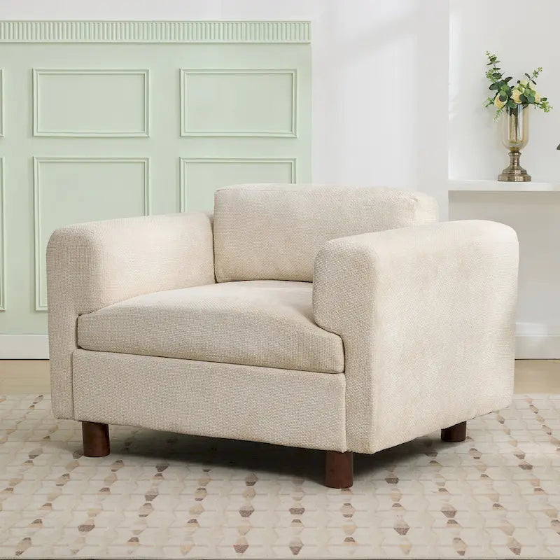 Moderner übergroßer Sessel, gemütlicher Akzentsessel, Einzels Sofa fürs Wohnzimmer, Schlafzimmer, Büro oder Apartment, aus gewebtem Samtstoff