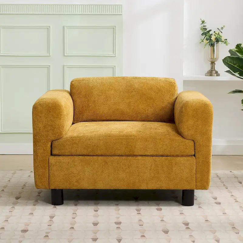 Moderner übergroßer Sessel, gemütlicher Akzentsessel, Einzels Sofa fürs Wohnzimmer, Schlafzimmer, Büro oder Apartment, aus gewebtem Samtstoff