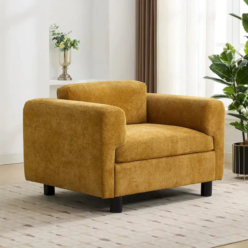 Moderner übergroßer Sessel, gemütlicher Akzentsessel, Einzels Sofa fürs Wohnzimmer, Schlafzimmer, Büro oder Apartment, aus gewebtem Samtstoff