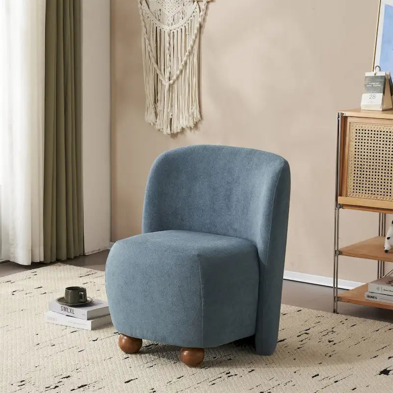 Modern Teddy Fabric Accent Chair with Curved Backrest and Legs