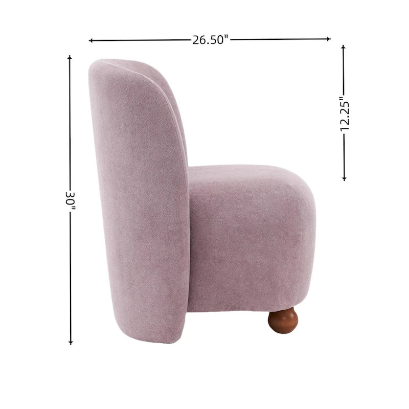 Moderní křeslo s teddy látkou, zakřiveným opěradlem a nohami