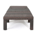 Chaise Lounger, Brown Wicker, Iron, Adjustable Backrest, 77 Inch