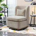 Chaise sans accoudoirs pivotante à 360° en chenille avec base métallique, coussin en mousse haute densité et oreiller inclus