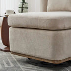 Chaise sans accoudoirs pivotante à 360° en chenille avec base métallique, coussin en mousse haute densité et oreiller inclus