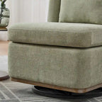 Chaise sans accoudoirs pivotante à 360° en chenille avec base métallique, coussin en mousse haute densité et oreiller inclus