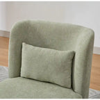 Chaise sans accoudoirs pivotante à 360° en chenille avec base métallique, coussin en mousse haute densité et oreiller inclus