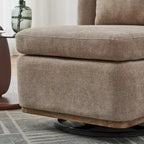 Chaise sans accoudoirs pivotante à 360° en chenille avec base métallique, coussin en mousse haute densité et oreiller inclus