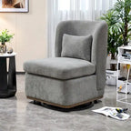 Chaise sans accoudoirs pivotante à 360° en chenille avec base métallique, coussin en mousse haute densité et oreiller inclus