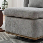 Chaise sans accoudoirs pivotante à 360° en chenille avec base métallique, coussin en mousse haute densité et oreiller inclus