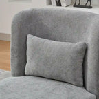Chaise sans accoudoirs pivotante à 360° en chenille avec base métallique, coussin en mousse haute densité et oreiller inclus