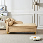 Moderne chaise longue van kaki fluweel van 60.6 met metalen poten en opbergruimte