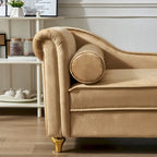 Moderne chaise longue van kaki fluweel van 60.6 met metalen poten en opbergruimte