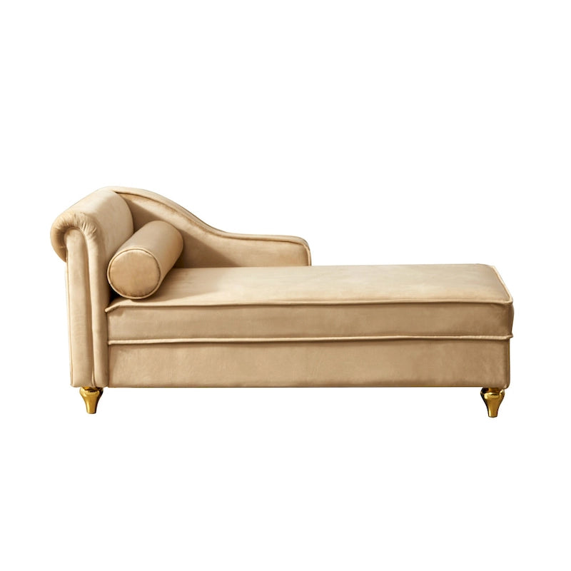 Moderne chaise longue van kaki fluweel van 60.6 met metalen poten en opbergruimte
