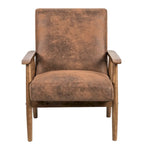 Classic Wood Leather-look Microfiber Padded Seat Chair