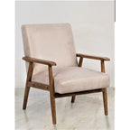 Classic Wood Leather-look Microfiber Padded Seat Chair
