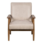 Classic Wood Leather-look Microfiber Padded Seat Chair