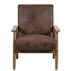 Classic Wood Leather-look Microfiber Padded Seat Chair