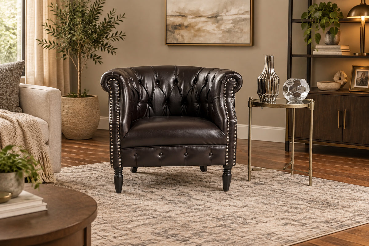 Akira Tufted Bonded Leather Club Chair by Christopher Knight Home