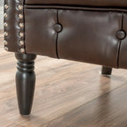 Clubsessel aus gebundenem Leder mit Knopfheftung