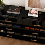 Moderne Schlafzimmerkommode mit 6 Schubladen, 55.1, glänzendes Finish