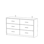Moderne Schlafzimmerkommode mit 6 Schubladen, 55.1, glänzendes Finish