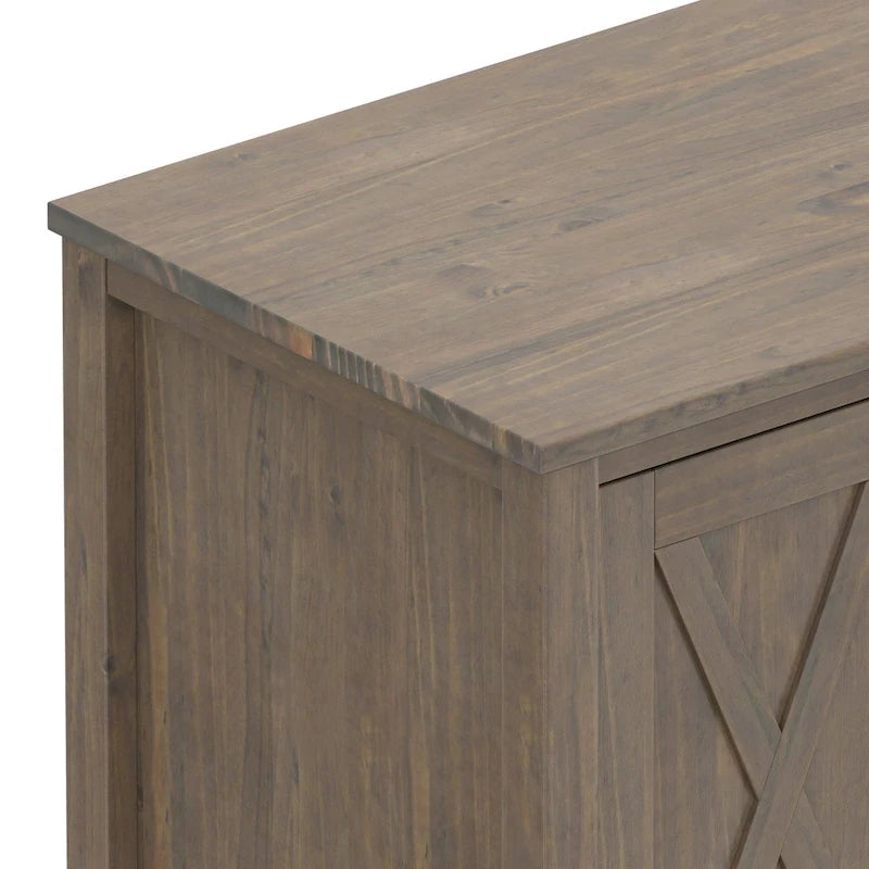 TV-meubel van massief hout, 72 inch breed, in overgangsstijl en rookbruin, voor tv's tot 80 inch