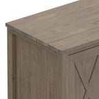TV-meubel van massief hout, 72 inch breed, in overgangsstijl en rookbruin, voor tv's tot 80 inch