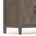 TV-meubel van massief hout, 72 inch breed, in overgangsstijl en rookbruin, voor tv's tot 80 inch