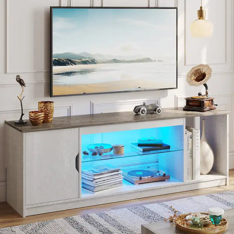 Moderner TV-Ständer für bis zu 65 TVs, Gaming-Entertainment-Center mit verstellbaren Regalen für PS5 - 58 Inch