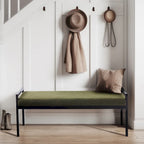 Banc rembourré en tissu Teddy avec pieds en acier