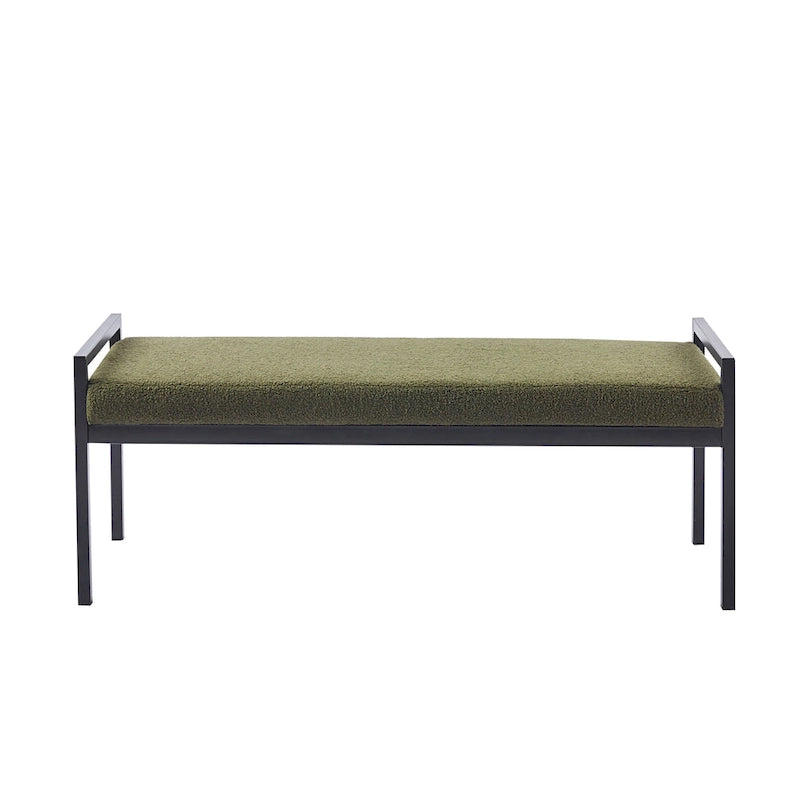 Banc rembourré en tissu Teddy avec pieds en acier