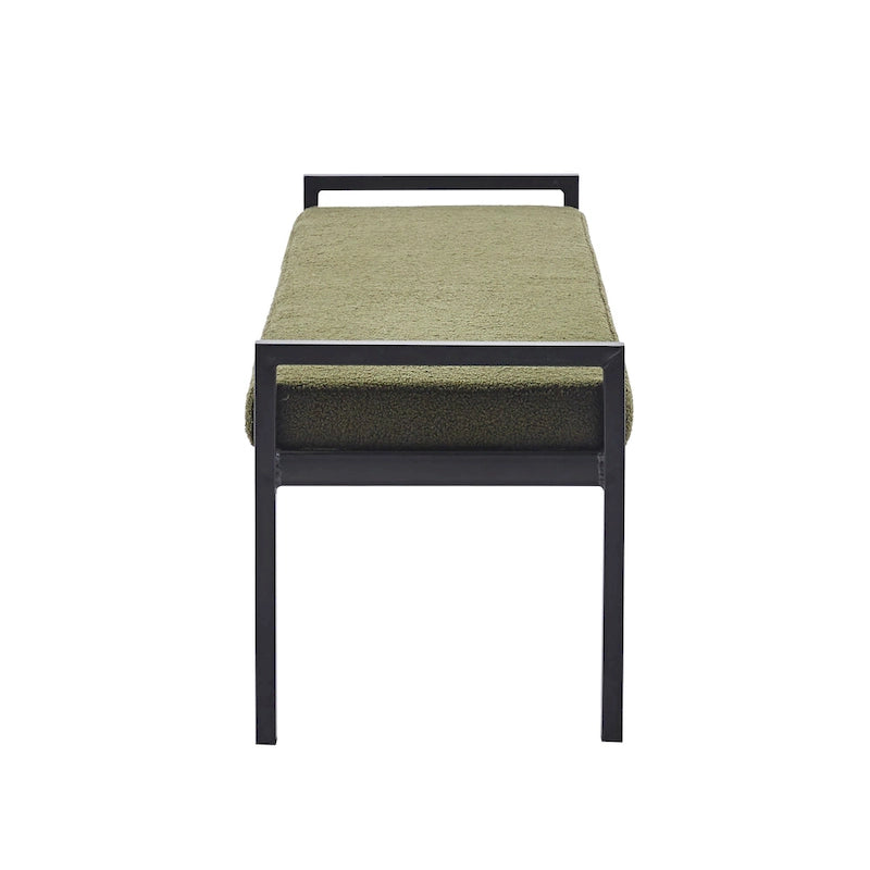 Banc rembourré en tissu Teddy avec pieds en acier