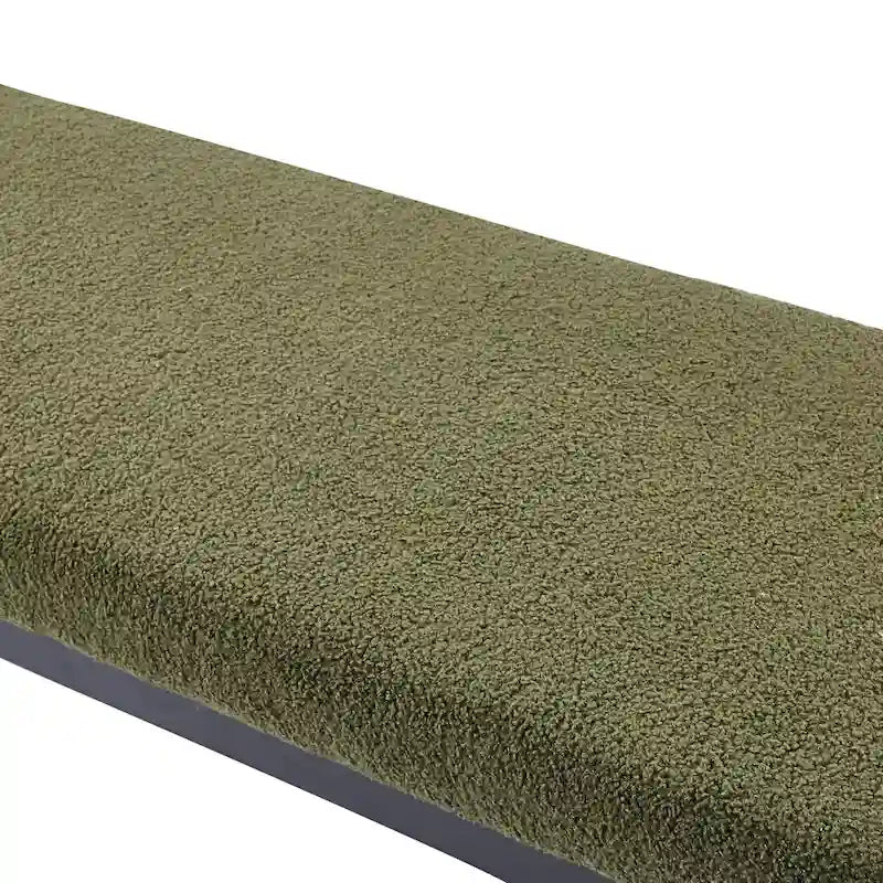 Banc rembourré en tissu Teddy avec pieds en acier