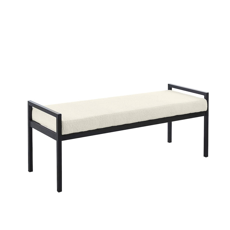 Banc rembourré en tissu Teddy avec pieds en acier