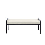 Banc rembourré en tissu Teddy avec pieds en acier