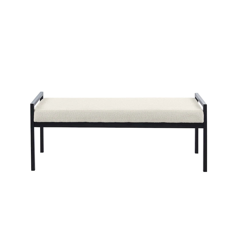 Banc rembourré en tissu Teddy avec pieds en acier