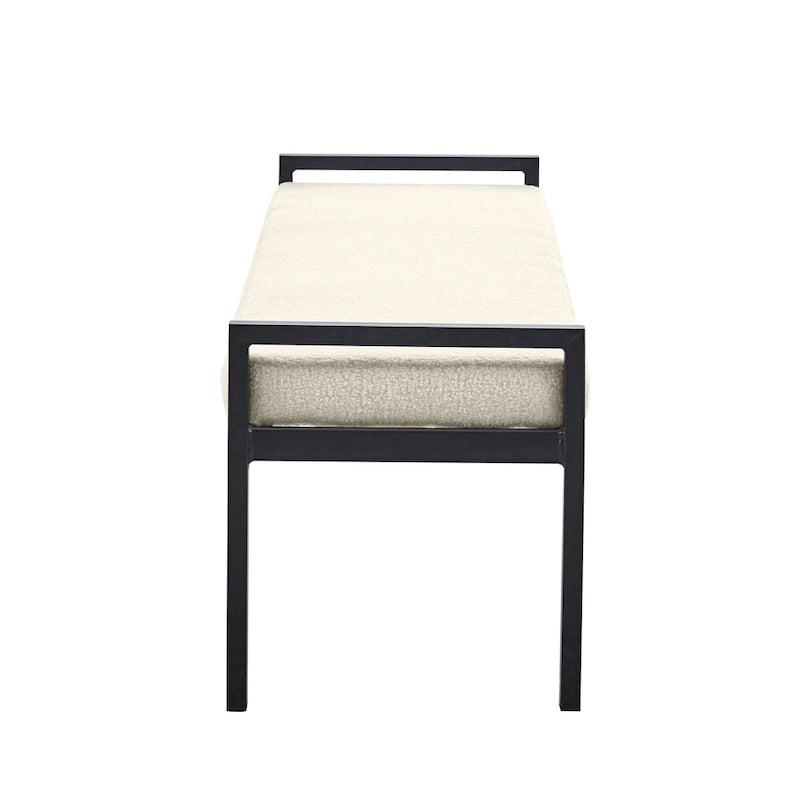 Banc rembourré en tissu Teddy avec pieds en acier