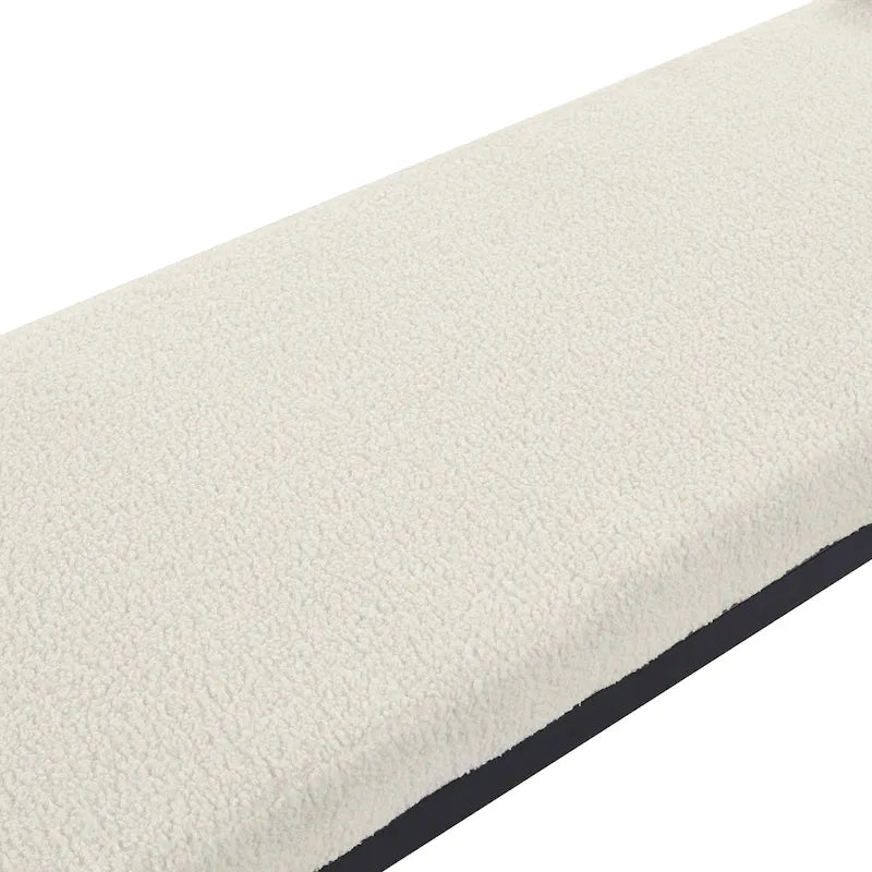 Banc rembourré en tissu Teddy avec pieds en acier