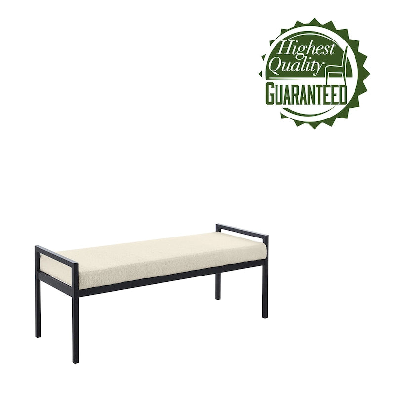 Banc rembourré en tissu Teddy avec pieds en acier