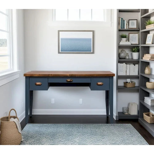 Schreibtisch, 53 Inch, keine Montage erforderlich, Finish in Blue Denim und Whiskey