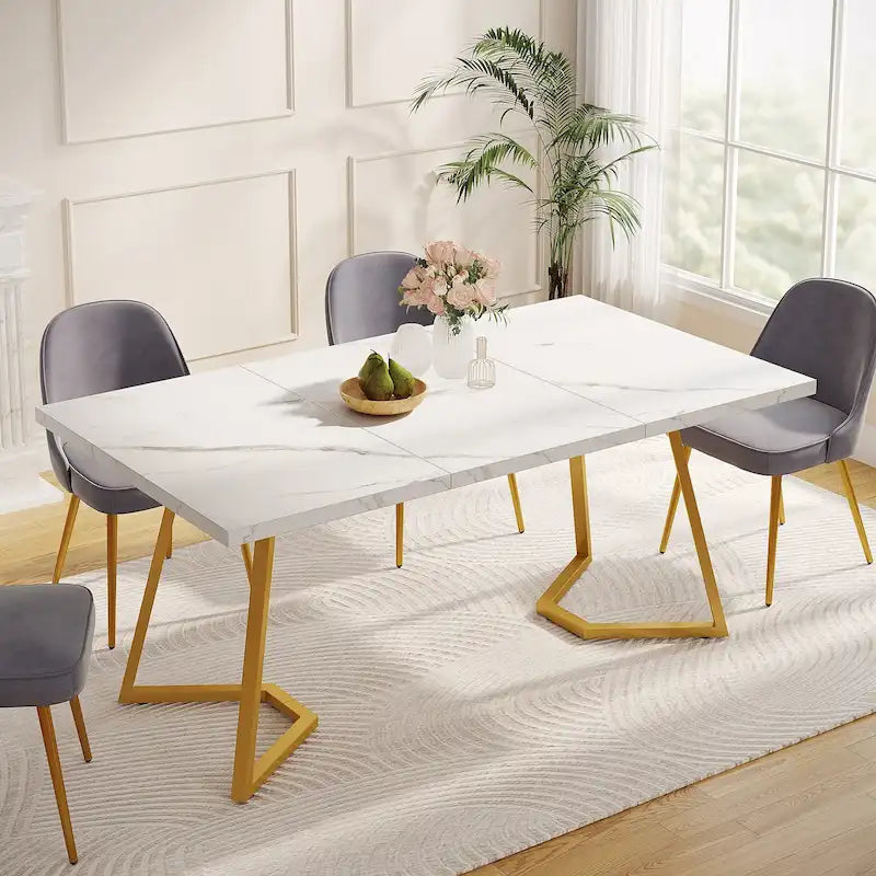Tavolo da pranzo moderno, tavolo da sala da pranzo da 55 pollici per 4-6 persone