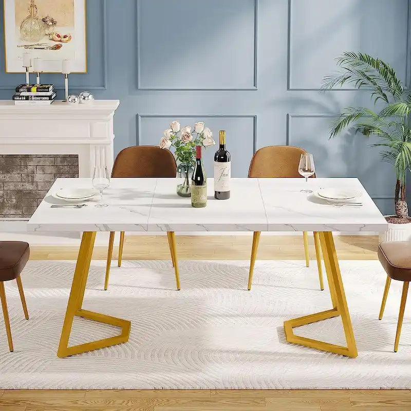 Tavolo da pranzo moderno, tavolo da sala da pranzo da 55 pollici per 4-6 persone