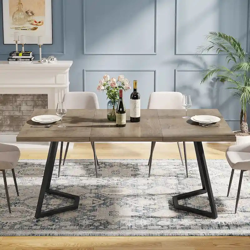 Tavolo da pranzo moderno, tavolo da sala da pranzo da 55 pollici per 4-6 persone