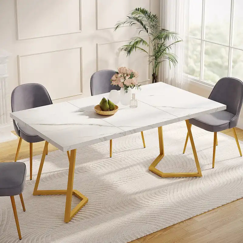Tavolo da pranzo moderno, tavolo da sala da pranzo da 55 pollici per 4-6 persone