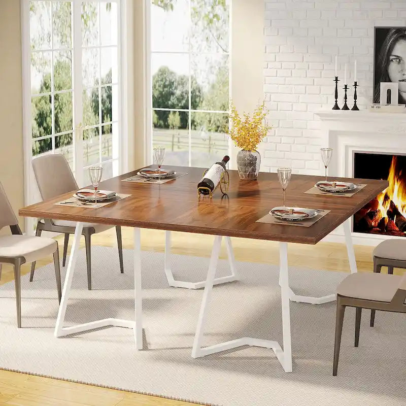 Tavolo da pranzo moderno, tavolo da sala da pranzo da 55 pollici per 4-6 persone
