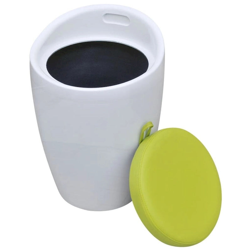 Tabouret en similicuir blanc et vert