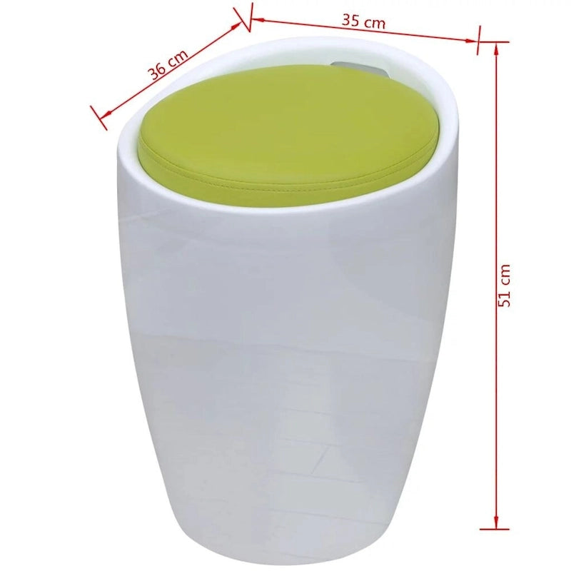 Tabouret en similicuir blanc et vert