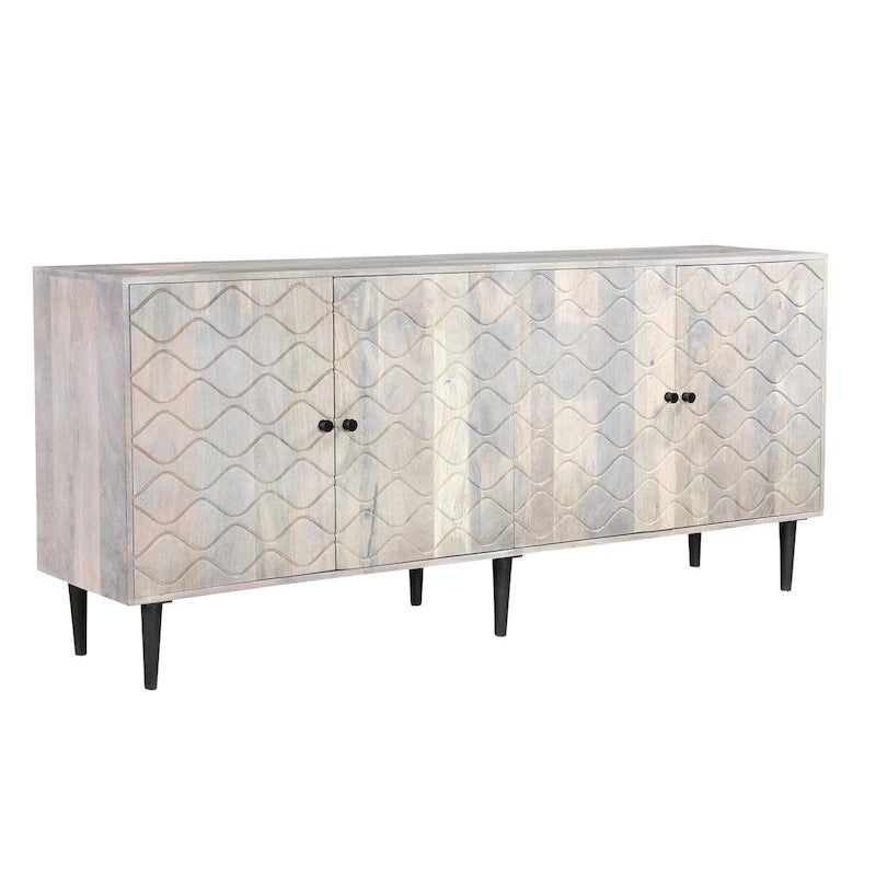 Sideboard aus Holz mit Wellenmuster und 4 Türen